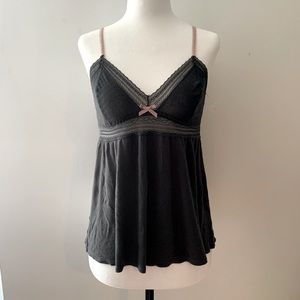 Beautiful intimate tank top with lace details, bow and adjustable straps